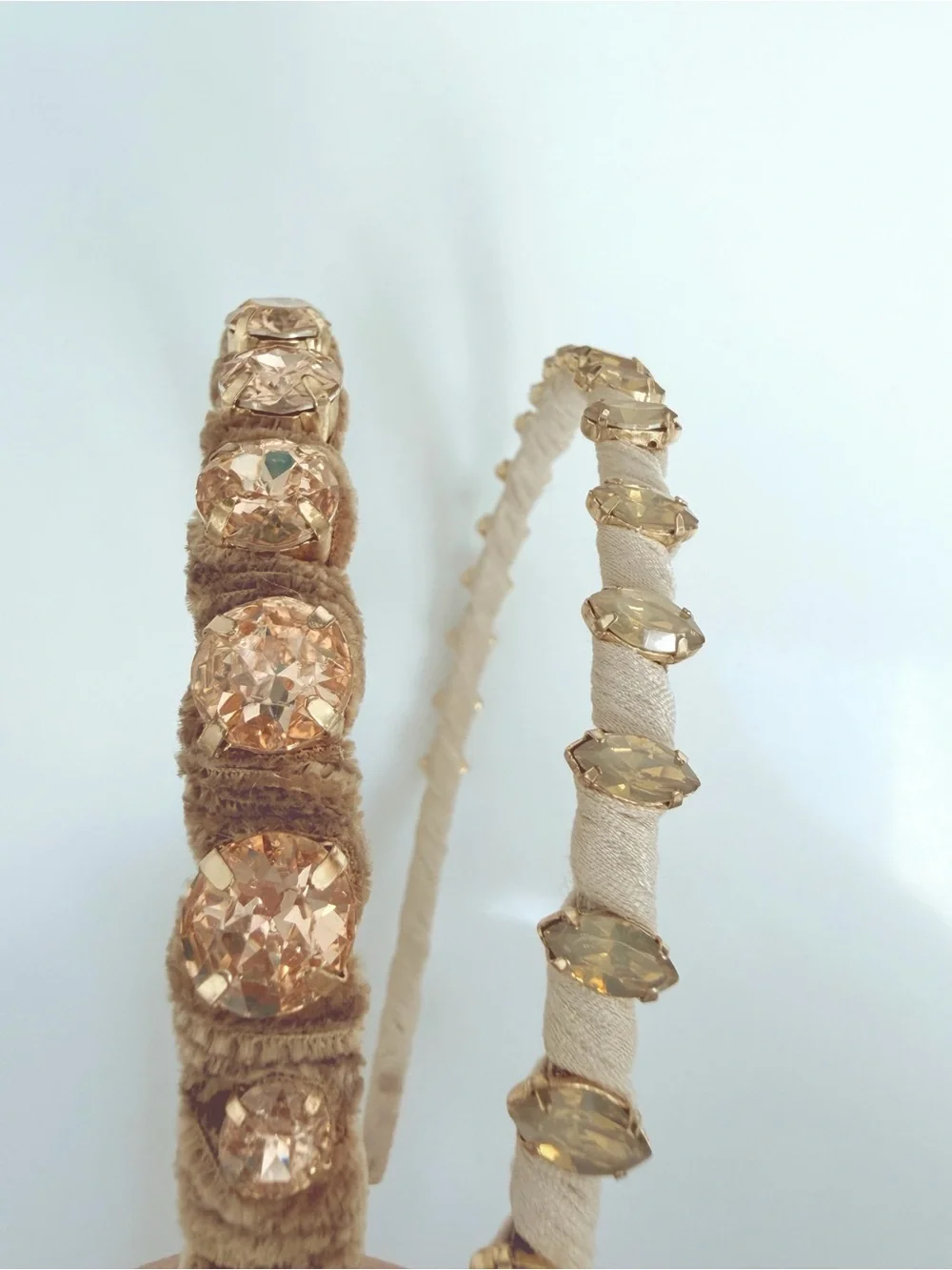 Bejeweled Velvet Wrap Headbands - Brown & Taupe